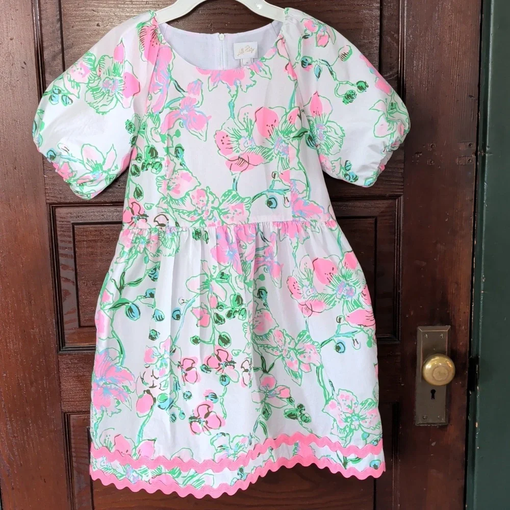Lilly Pulitzer Mini Knoxlie Dress In Multi Oversized Orchids 12 - Picture 13 of 13